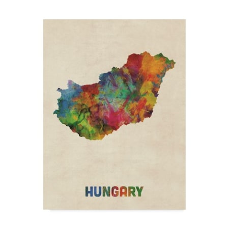 Michael Tompsett 'Hungary Watercolor Map' Canvas Art,18x24